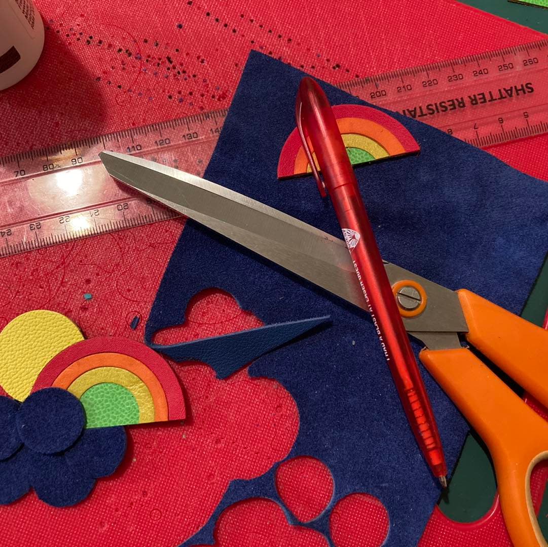 Sarah crafting in the studio